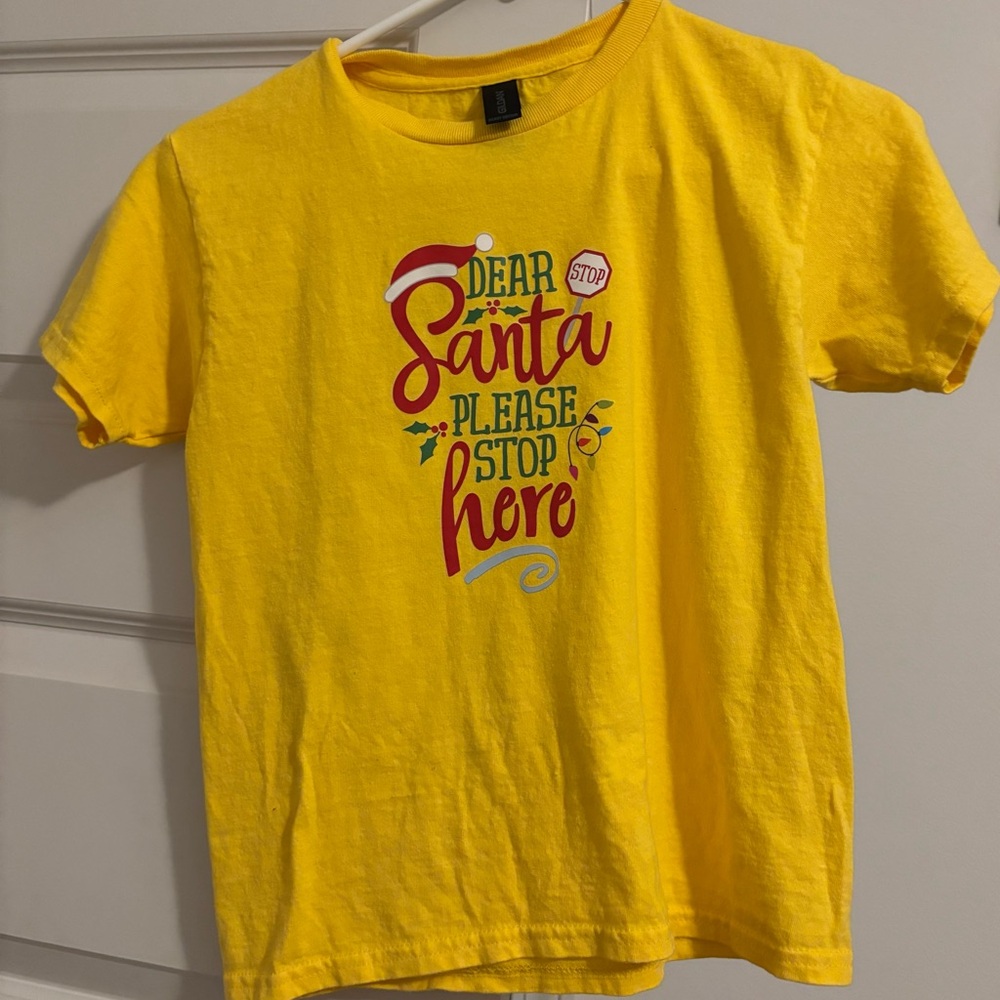 Kids youth Yellow Kids T-Shirt with Santa Print